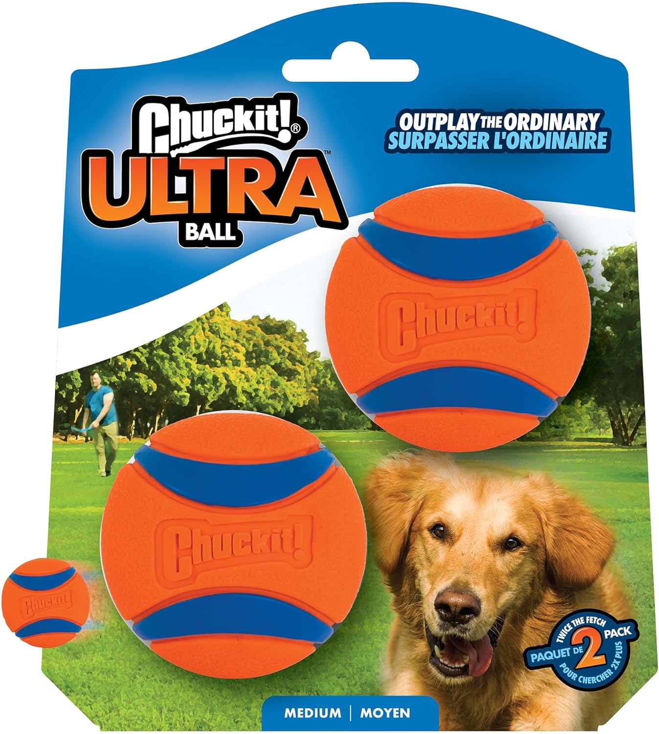 Chuckit! Ultra Ball Dog Toy, Medium (2.5 Inch Diameter) Pack of 2, for breeds 20-60 lbs-1