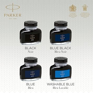 Parker Fountain Pen Ink Bottle, Black QUINK Ink, 57 ml Fountain Pen Refill-1