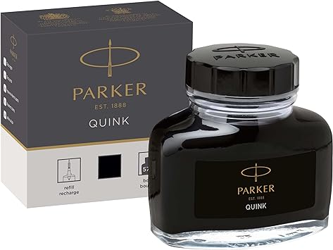 Parker Fountain Pen Ink Bottle, Black QUINK Ink, 57 ml Fountain Pen Refill-2