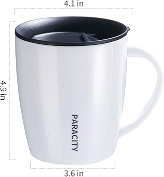 PARACITY Stainless Steel Coffee Mug Insulated Coffee Mug with Lid and Handle Double Wall Vacuum Travel mug Tumbler Cup Great for Hot and Cold Beverages 12 oz White-1