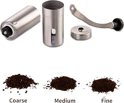 PARACITY Manual Coffee Bean Grinder Stainless Steel Hand Coffee Mill Ceramic Burr for Aeropress, Drip Coffee, Espresso, French Press, Turkish Brew-0