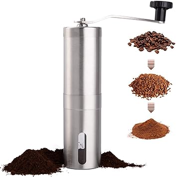 PARACITY Manual Coffee Bean Grinder Stainless Steel Hand Coffee Mill Ceramic Burr for Aeropress, Drip Coffee, Espresso, French Press, Turkish Brew-4