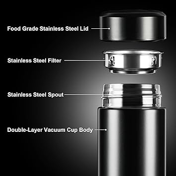 PARACITY Insulated Water Bottle, 17 oz Stainless Steel Water Bottles, Double Wall Vacuum Hot Drinks Thermo, Metal Water Bottle Keeps Hot for 12 Hrs, Cold for 24 Hrs, for Coffee, Tea-5